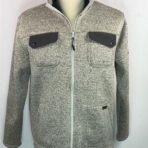 Ascend Men's Gray Sherpa Lined Zip-Up Sweater with Black Accents